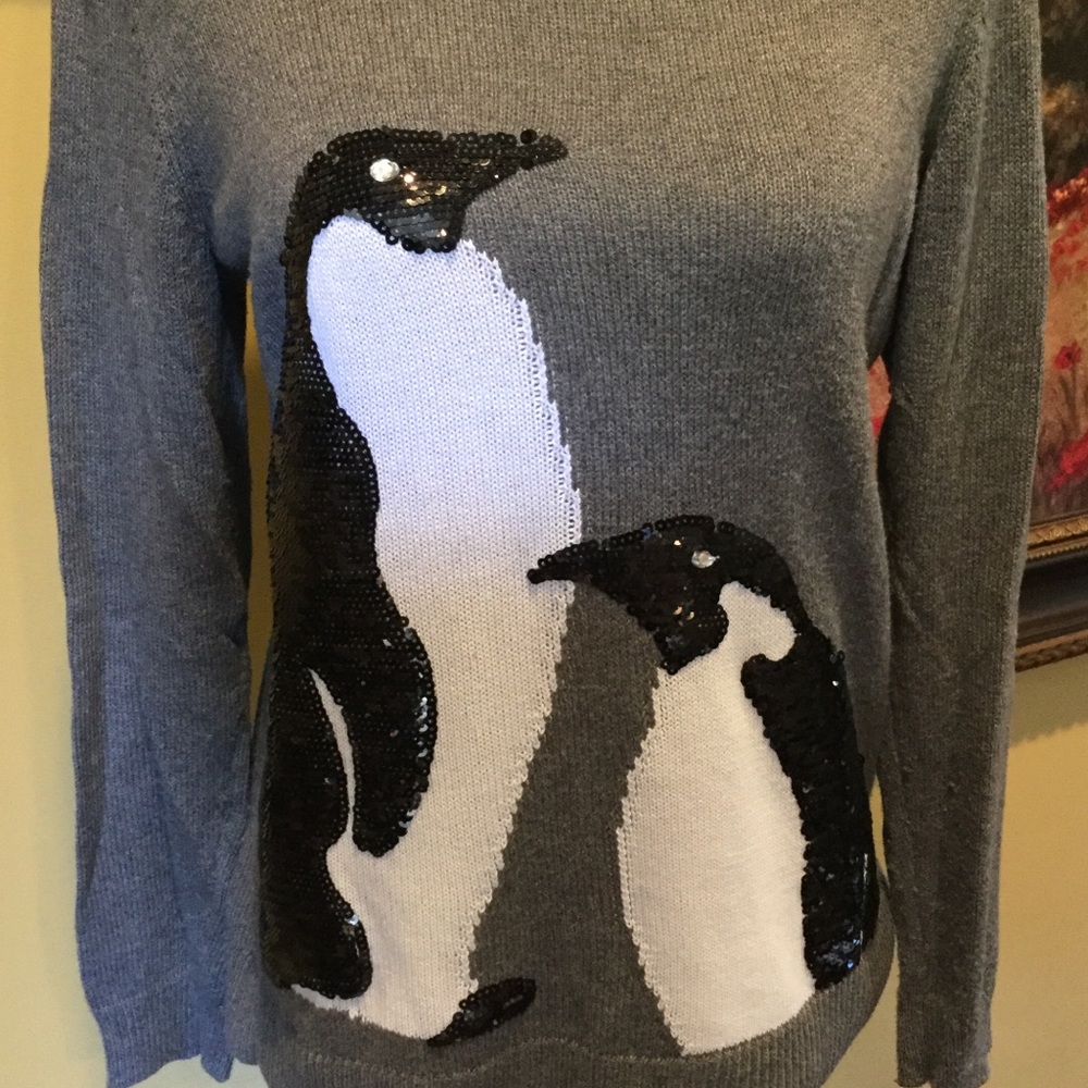 Cb Established 1962- Sequined Penguins Sweater. S - image 3